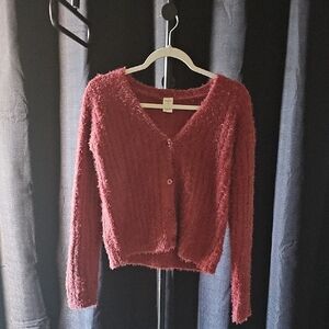 Kids Fuzzy Mauve Sweater